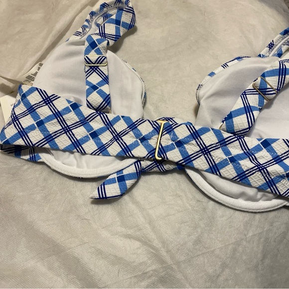 jessica simpson tie front captain plaid bikini top Size LD - Picture 4 of 4